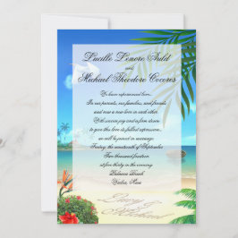 Exotic Beach Wedding "Faux Vellum" Uitnodiging