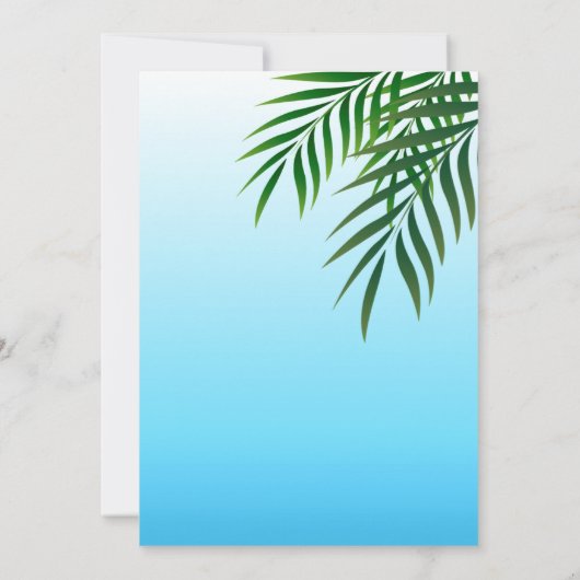 Exotic Beach Wedding "Faux Vellum" Uitnodiging (Achterkant)