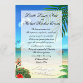 Exotic Beach Wedding "Faux Vellum" Uitnodiging