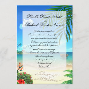 Exotic Beach Wedding "Faux Vellum" Uitnodiging