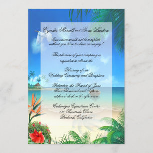 Exotic Beach Wedding "Faux Vellum" Uitnodiging