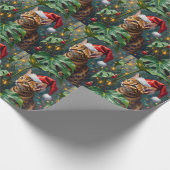 Exotic Bengal Cat Jungle Christmas Playtime Art Cadeaupapier (Hoek)