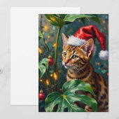 Exotic Bengal Cat Jungle Christmas Playtime Art Feestdagenkaart (Voorkant / Achterkant)