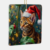 Exotic Bengal Cat Jungle Christmas Playtime Art Keramisch Ornament (Rechts)