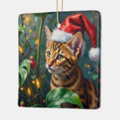 Exotic Bengal Cat Jungle Christmas Playtime Art Keramisch Ornament (Links)