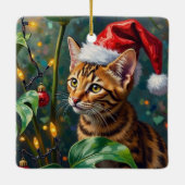 Exotic Bengal Cat Jungle Christmas Playtime Art Keramisch Ornament (Achterkant)