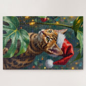 Exotic Bengal Cat Jungle Christmas Playtime Art Legpuzzel (Horizontaal)
