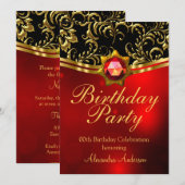 Exotic Birthday Red Black Gold Damask Kaart (Voorkant / Achterkant)