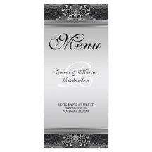 Exotic Black Baroque Wedding Menu Kaart