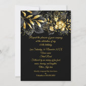 Exotic Black Floral Gold Birthday Kaart (Achterkant)