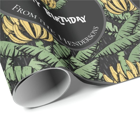 Exotic Black Go Bananas Happy Birthday Oerwoud Cadeaupapier (Rol Hoek)