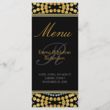 Exotic Black & Gold Decor Wedding Menu Kaart