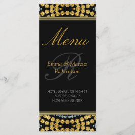 Exotic Black & Gold Decor Wedding Menu Kaart