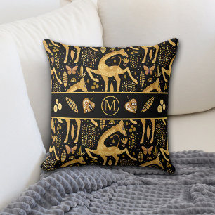 Exotic Black Gold Giraffe Boho Monogram Kussen