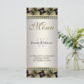 Exotic Black Gold Pattern Diamond Weduwmenu Menu (Staand voorkant)