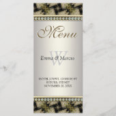 Exotic Black Gold Pattern Diamond Weduwmenu Menu (Voorkant)