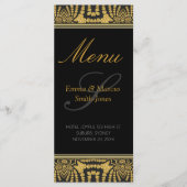 Exotic Black & Gold Tribal Batik Wedding Menu Kaar (Voorkant)