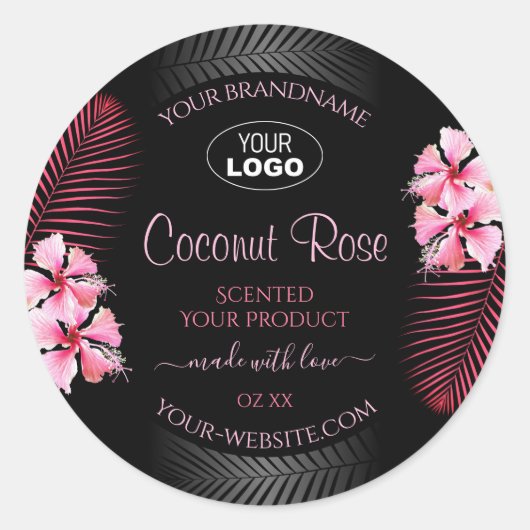 Exotic Black Product Label Roze Hawaï Flower Logo (Voorkant)