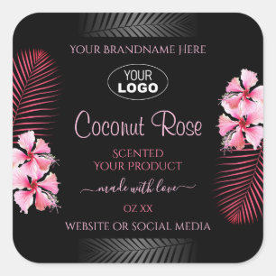 Exotic Black Product Label Roze Hawaï Flower Logo