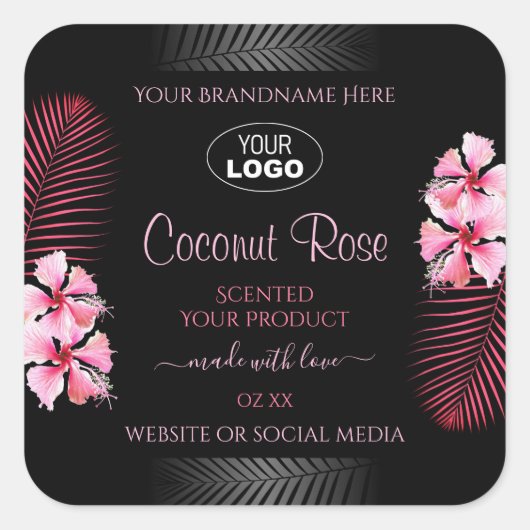 Exotic Black Product Label Roze Hawaï Flower Logo (Voorkant)