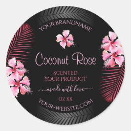 Exotic Black Product Labels roze Hawaii Flowers