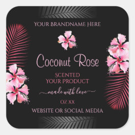 Exotic Black Product Labels roze Hawaii Flowers