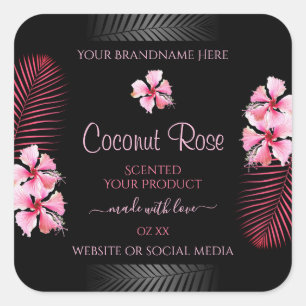 Exotic Black Product Labels roze Hawaii Flowers