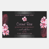 Exotic Black Product Labels roze Hawaii Flowers (Voorkant)