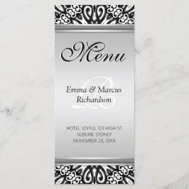 Exotic Black & White Decor Wedding Menu Kaart