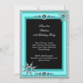 Exotic Blauwgroen Blue Aqua Snowflake Foto van Bir Kaart (Achterkant)