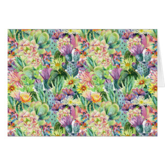 Exotic Blooming Waterverf Cacti Pattern