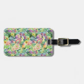 Exotic Blooming Waterverf Cacti Pattern Bagagelabel (Voorkant horizontaal)