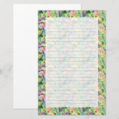 Exotic Blooming Waterverf Cacti Pattern Briefpapier (Voorkant / Achterkant)