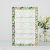 Exotic Blooming Waterverf Cacti Pattern Briefpapier (Staand voorkant)