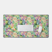 Exotic Blooming Waterverf Cacti Pattern Bureaumat (Keyboard & Muis)