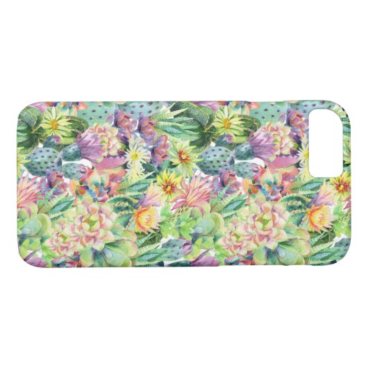 Exotic Blooming Waterverf Cacti Pattern Case-Mate iPhone Case (Achterkant (Horizontaal))