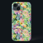 Exotic Blooming Waterverf Cacti Pattern iPhone 13 Hoesje<br><div class="desc">Exotische waterverf-bloeiende cactussen met bloespatroon. | © en ® Bigstock® - Alle rechten voorbehouden.</div>