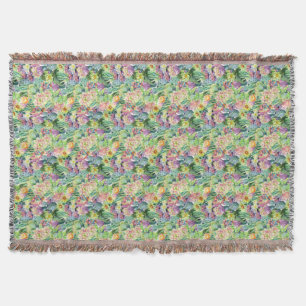 Exotic Blooming Waterverf Cacti Pattern Deken