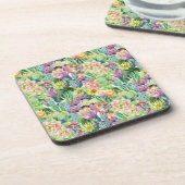 Exotic Blooming Waterverf Cacti Pattern Drankjes Onderzetter (Linkerzijde)
