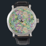 Exotic Blooming Waterverf Cacti Pattern Horloge<br><div class="desc">Exotische waterverf-bloeiende cactussen met bloespatroon. | © en ® Bigstock® - Alle rechten voorbehouden.</div>