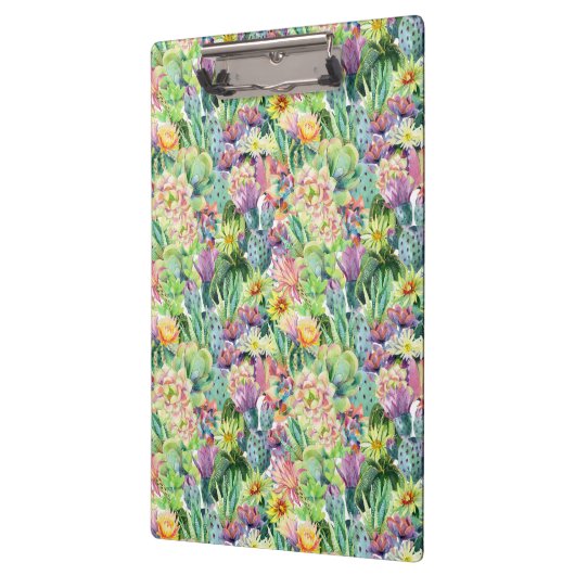 Exotic Blooming Waterverf Cacti Pattern Klembord (Links)