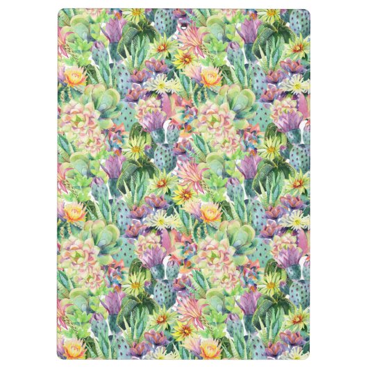 Exotic Blooming Waterverf Cacti Pattern Klembord (Achterkant)