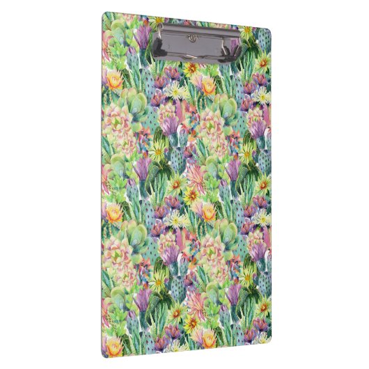 Exotic Blooming Waterverf Cacti Pattern Klembord (Rechts)
