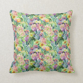 Exotic Blooming Waterverf Cacti Pattern Kussen