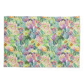 Exotic Blooming Waterverf Cacti Pattern Kussensloop (Achterkant-Links)