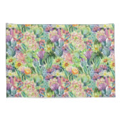 Exotic Blooming Waterverf Cacti Pattern Kussensloop (Achterkant-Rechts)