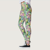 Exotic Blooming Waterverf Cacti Pattern Leggings (Links)