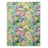 Exotic Blooming Waterverf Cacti Pattern Notitieboek (Voorkant)