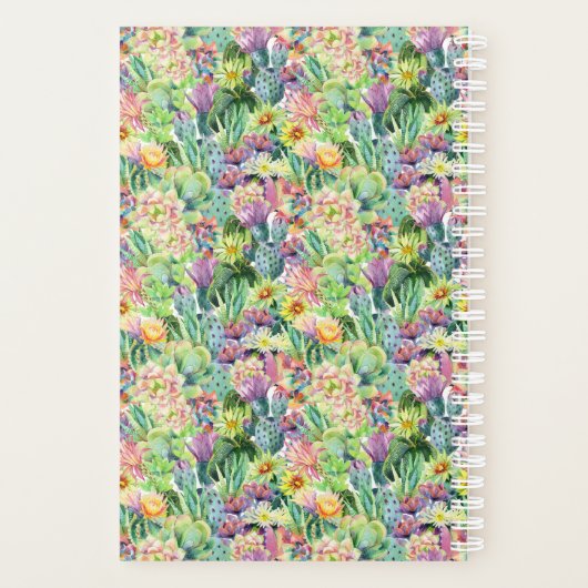 Exotic Blooming Waterverf Cacti Pattern Planner (Achterkant)