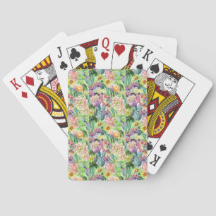 Exotic Blooming Waterverf Cacti Pattern Pokerkaarten
